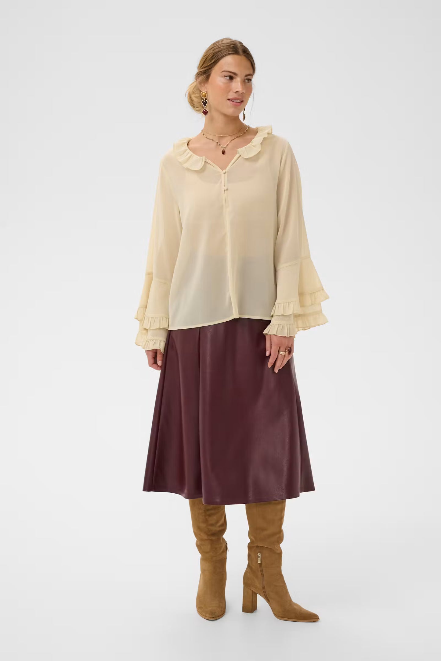 CRFlouncy Blouse Oatmeal