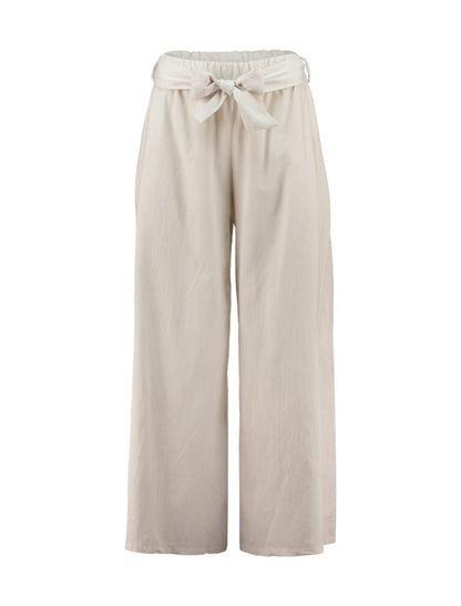 Cream Trousers with a Bow Belt
