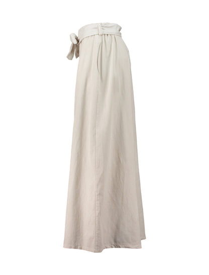 Cream Trousers with a Bow Belt