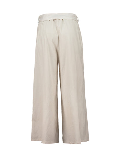 Cream Trousers with a Bow Belt