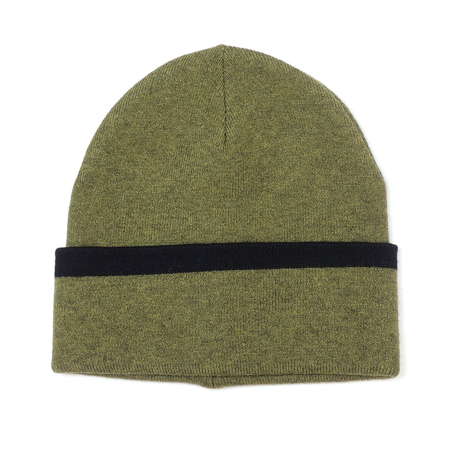 Theo Olive Men's Beanie with Black Contrast Stripe