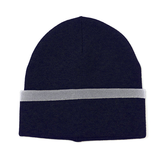 Theo Navy Men's Beanie with Grey Contrast Stripe