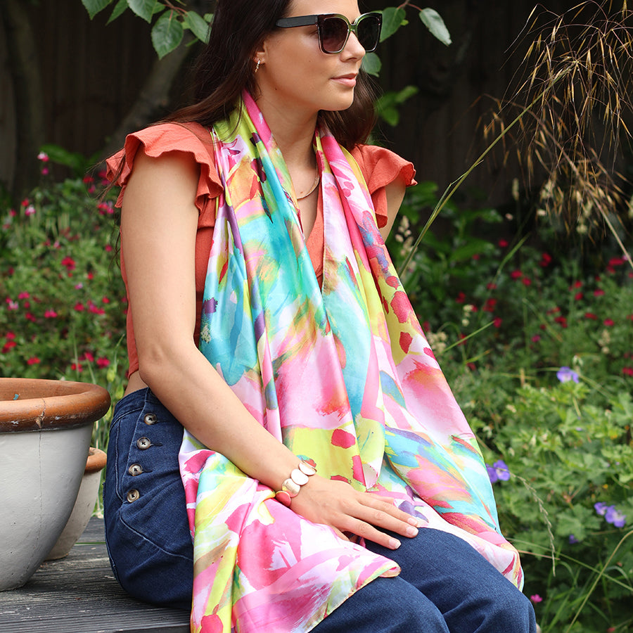 Neon Brights Brush Stroke Print Scarf