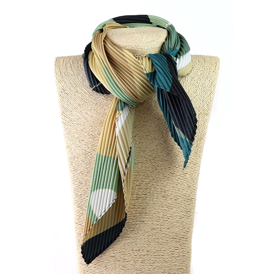 Beige/Green Mix Recycled Poly Pleated Neckerchief