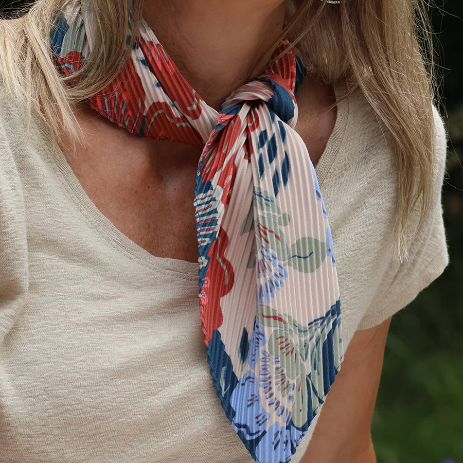 Multi Mix Floral Recycled Poly Pleated Neckerchief