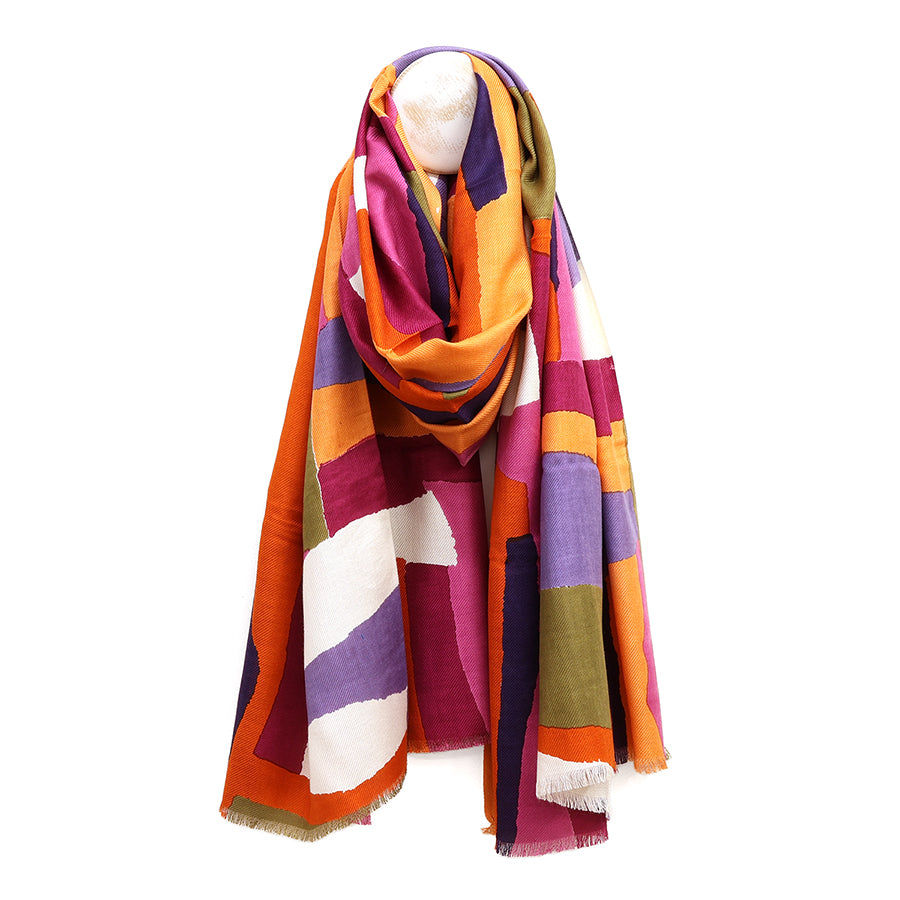 Iona Vibrant Abstract Painted Colour Block Scarf