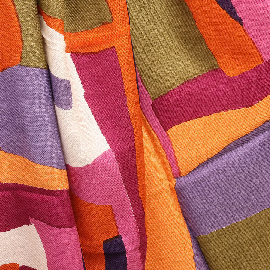 Iona Vibrant Abstract Painted Colour Block Scarf