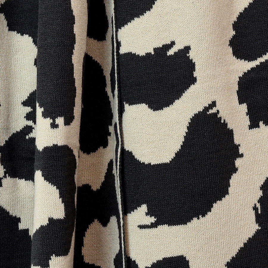 Carly Oatmeal and Black Abstract Animal Print Scarf