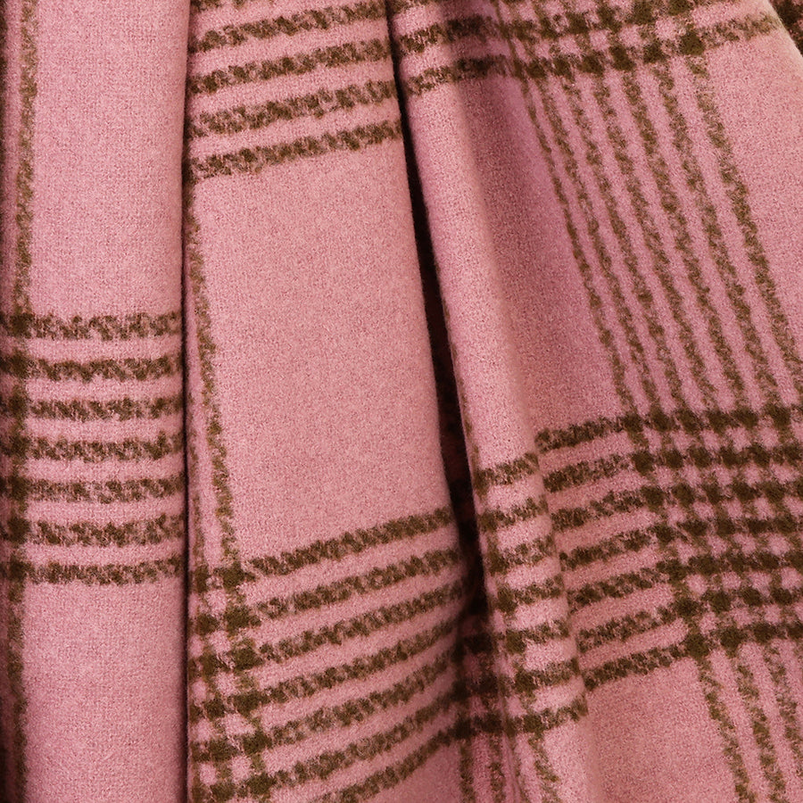 Emily Warm Blush Pink and Brown Check Stripes Scarf