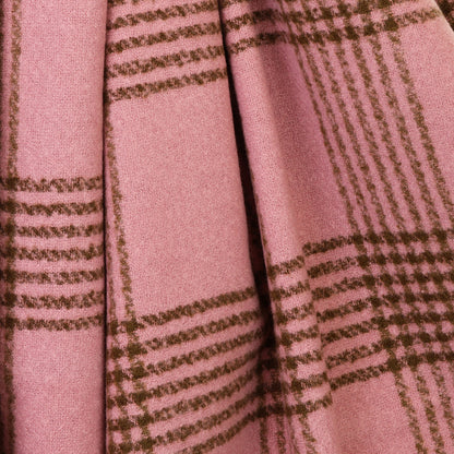 Emily Warm Blush Pink and Brown Check Stripes Scarf