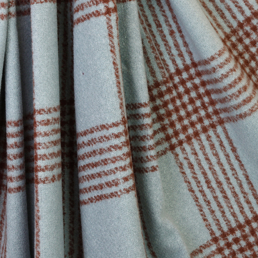 Emily Duck Egg Blue and Brown Check Stripes Scarf