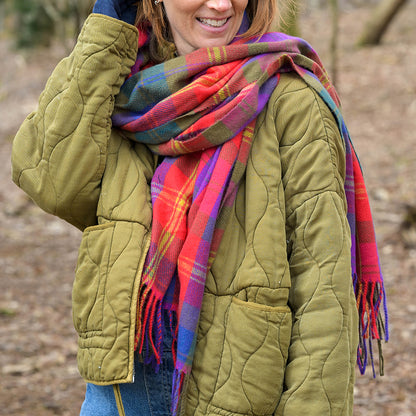 Esme Red and Purple Classic Tartan Check Scarf