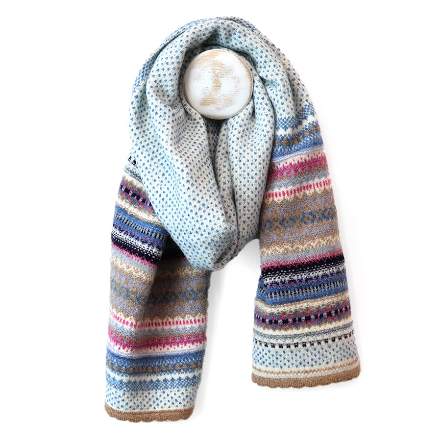 Evie Blue Mix Multi Knit Stripes Scarf