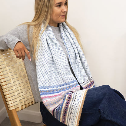 Evie Blue Mix Multi Knit Stripes Scarf