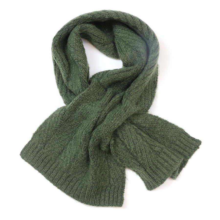 Charlotte Dark Khaki Herringbone Pull Through Scarf