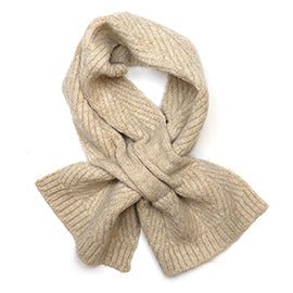 Charlotte Oatmeal Herringbone Pull Through Recycled Blend Scarf