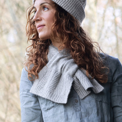 Charlotte Light Grey Herringbone Pull Through Scarf