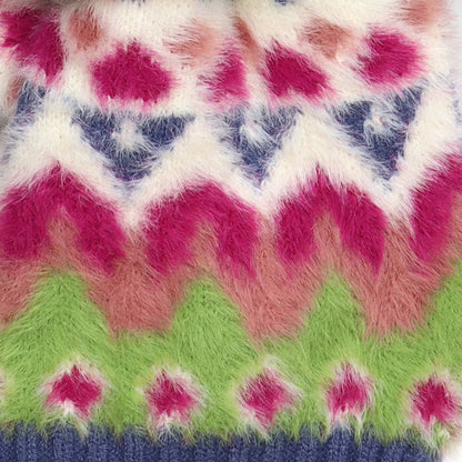 Imogen Lime and Pink Fluffy Patterned Pull Through Scarf