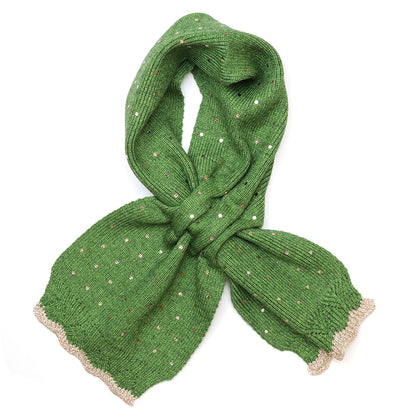 Yasmin Green Metallic Spot Knit Pull Through Scarf