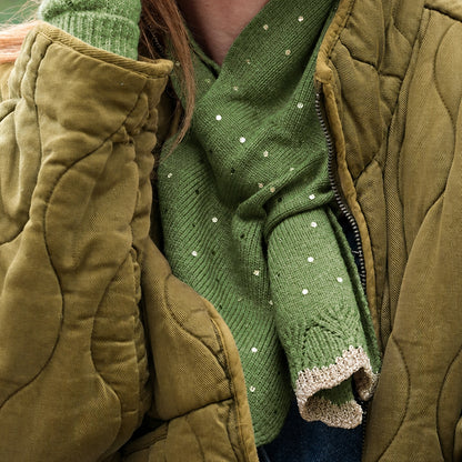 Yasmin Green Metallic Spot Knit Pull Through Scarf