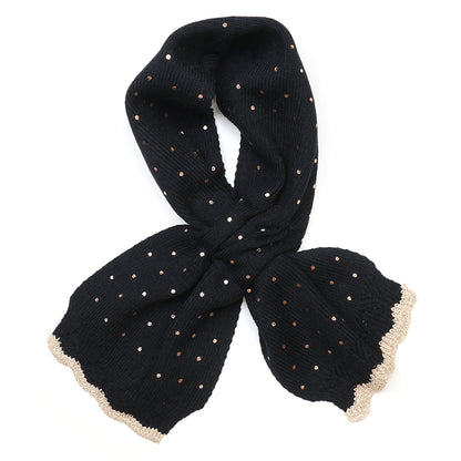 Yasmin Black Metallic Spot Knit Pull Through Scarf