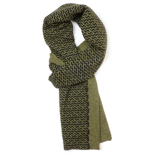 Theo Olive and Black Reversible Chevron Pull Through Scarf for Men