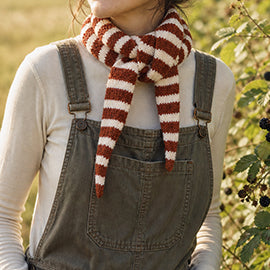Trudi Rust/Cream Striped Knitted Triangle Scarf