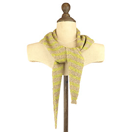 Trudi Beige/Chartreuse Striped Knitted Triangle Scarf