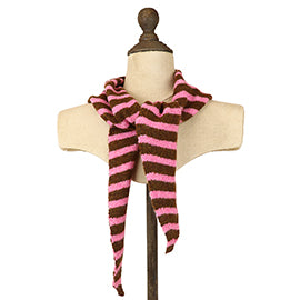 Trudi Brown/Pink Striped Knitted Triangle Scarf