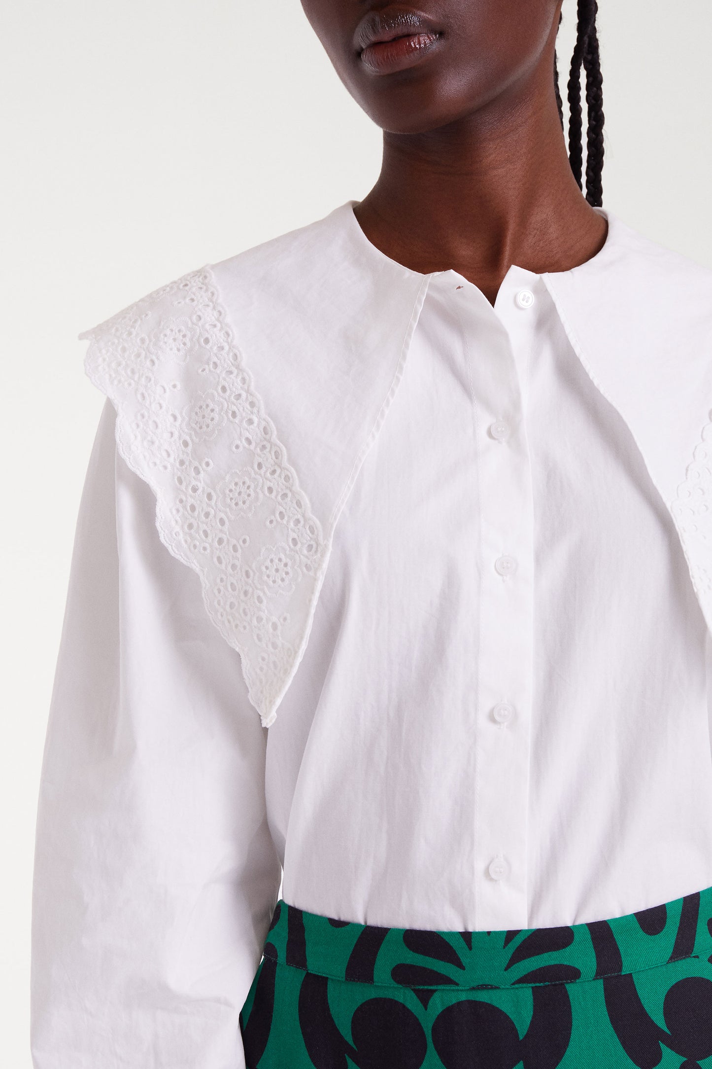 Cotton Maxi White Lapel Shirt