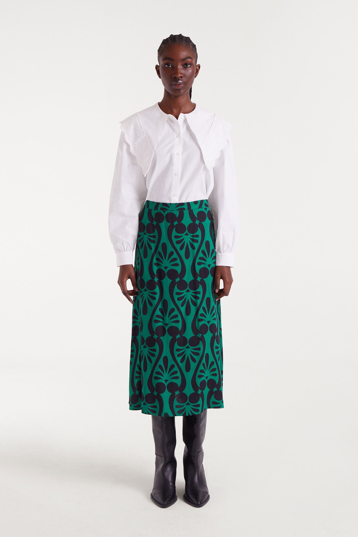Cotton Maxi White Lapel Shirt