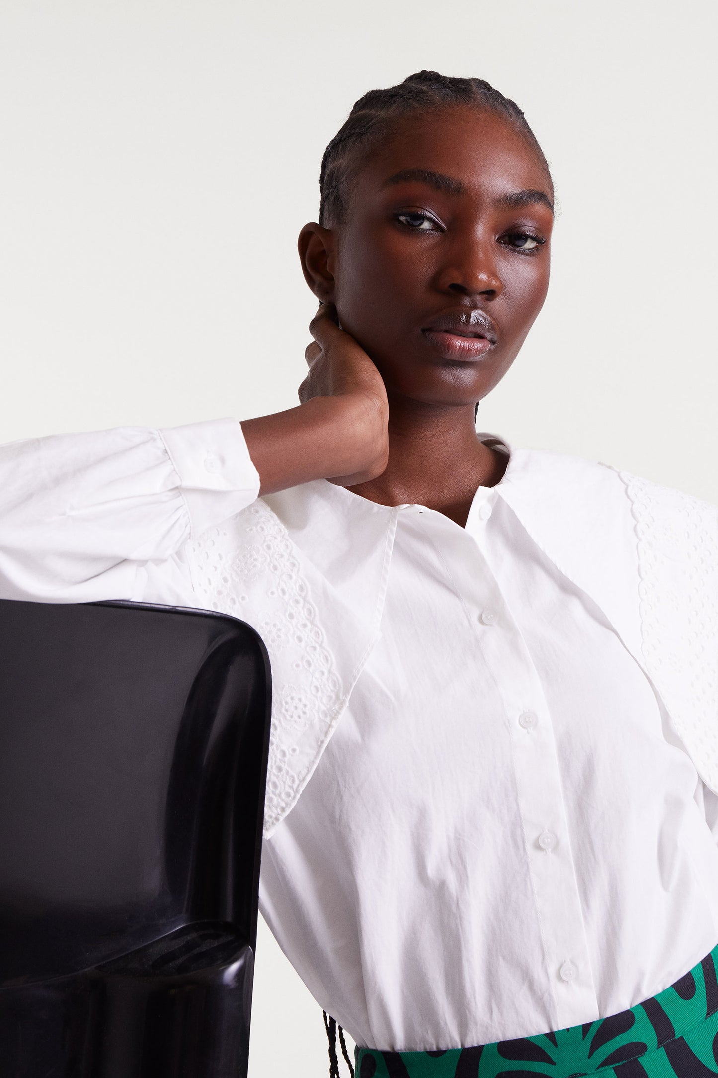 Cotton Maxi White Lapel Shirt