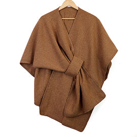 Camel Self Tie Waist Poncho
