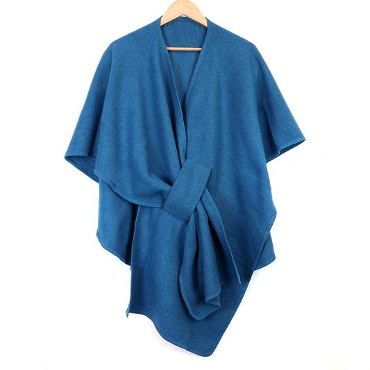 Teal Self Tie Waist Poncho