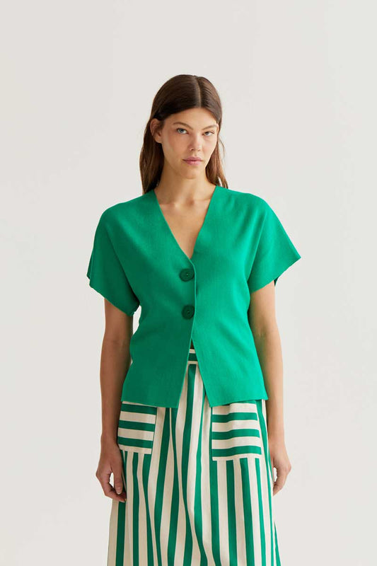 CF Green Cardigan Style Top