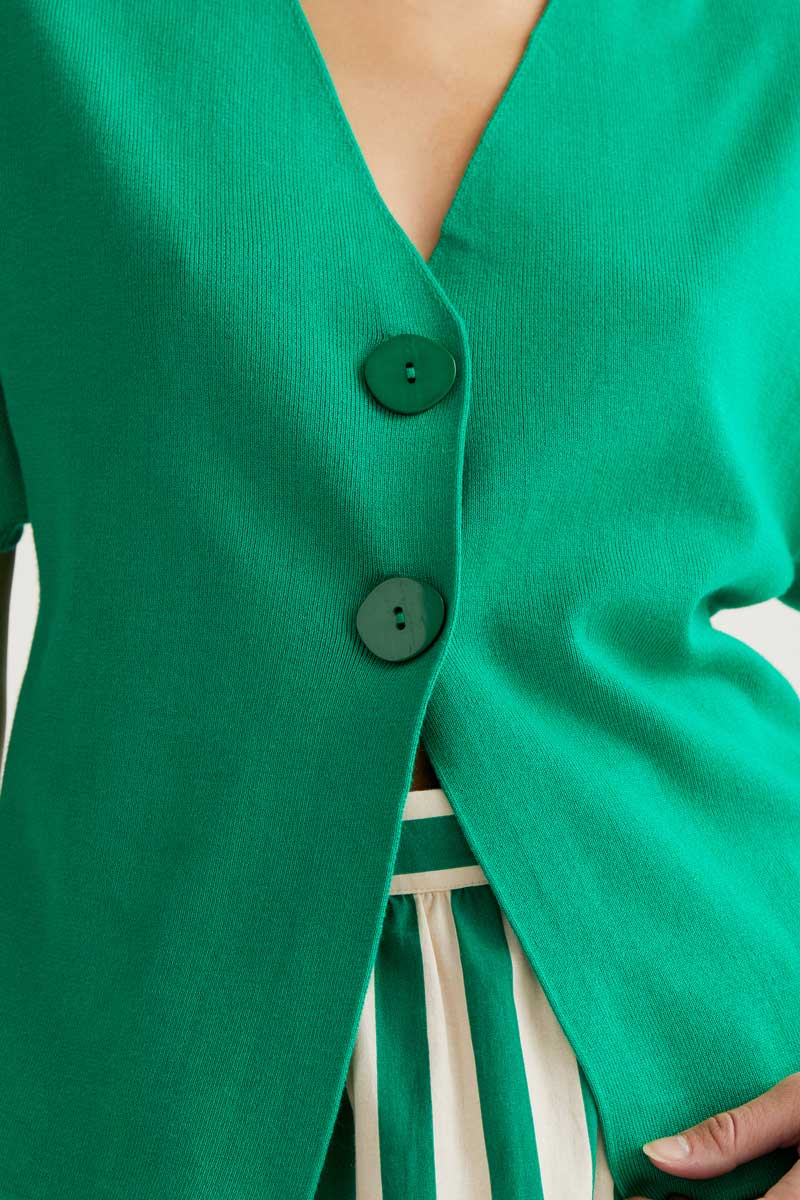CF Green Cardigan Style Top