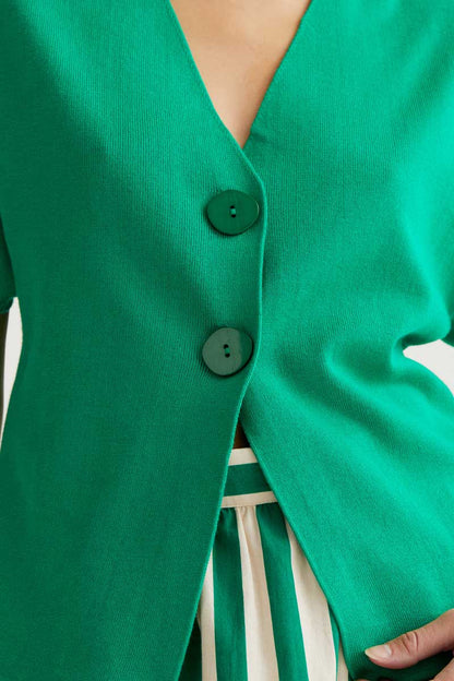 CF Green Cardigan Style Top