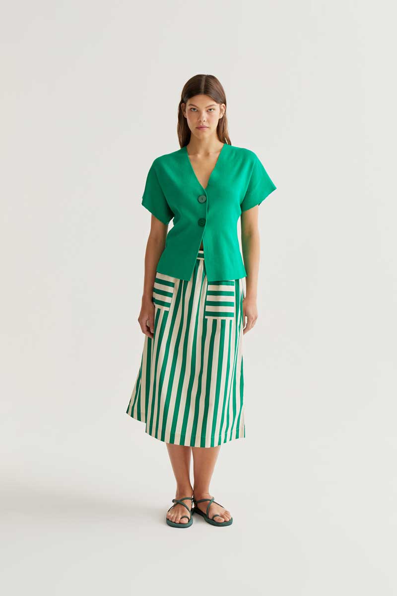 CF Green Cardigan Style Top