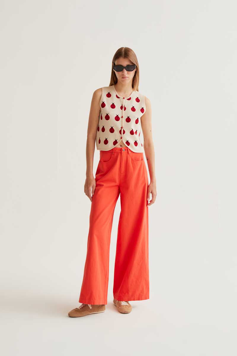 CF Red Ladybird Print Knit Top