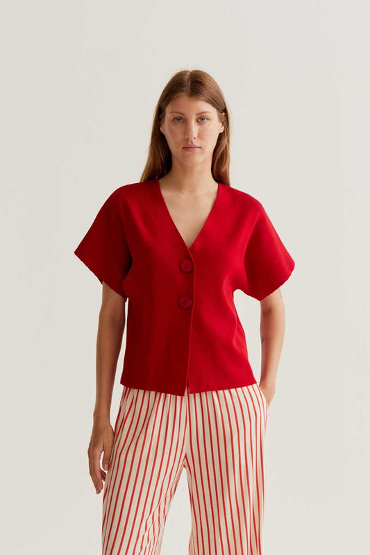 CF Red Cardigan Style Top