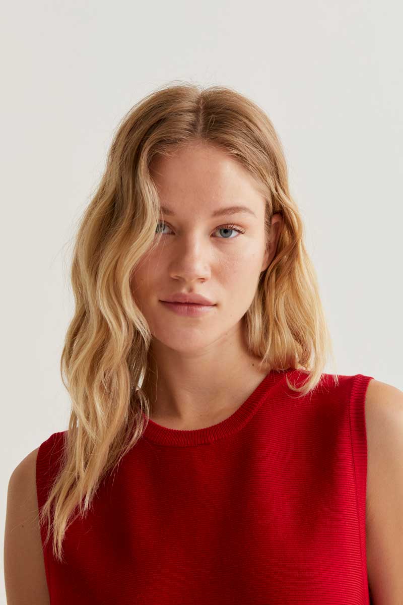CF Short Red Fine Knit Dress