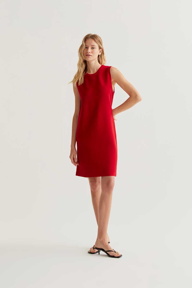 CF Short Red Fine Knit Dress