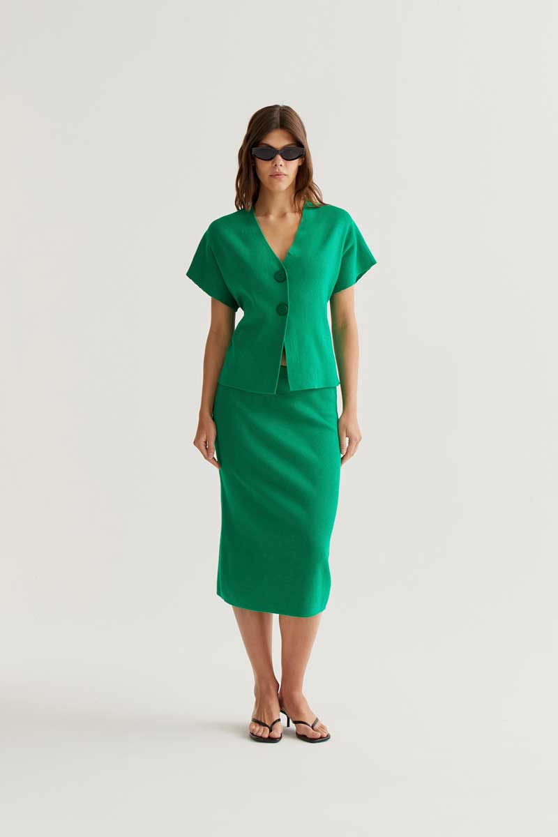 CF Green Knit Midi Skirt