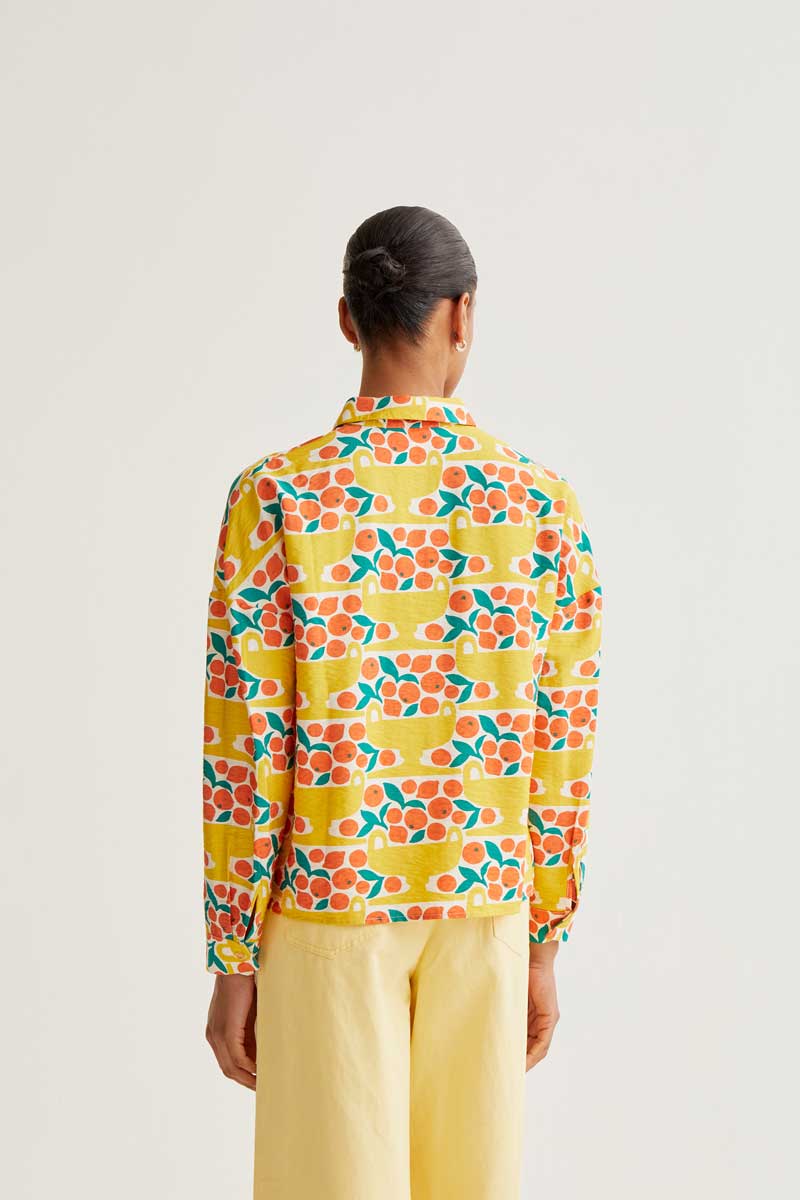 CF Bright Yellow Shirt with Orange Print