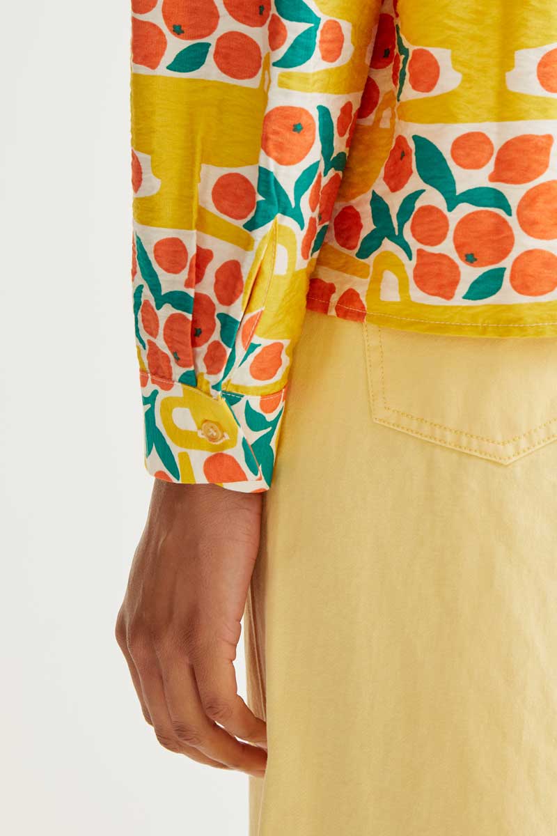 CF Bright Yellow Shirt with Orange Print