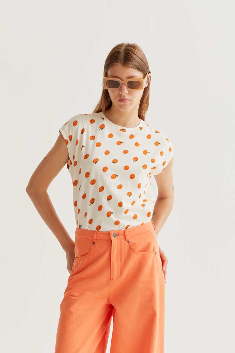 T-Shirt with Orange Print