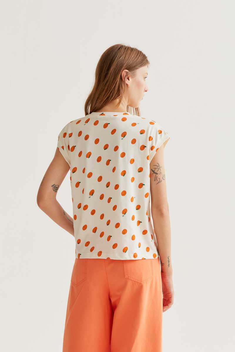 T-Shirt with Orange Print