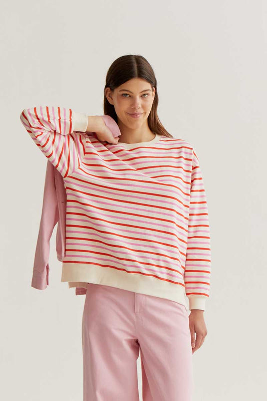 CF Sweatshirt with Pink and Red Stripes