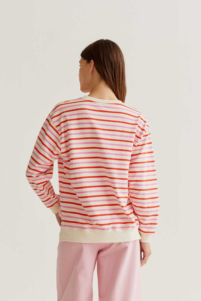 CF Sweatshirt with Pink and Red Stripes