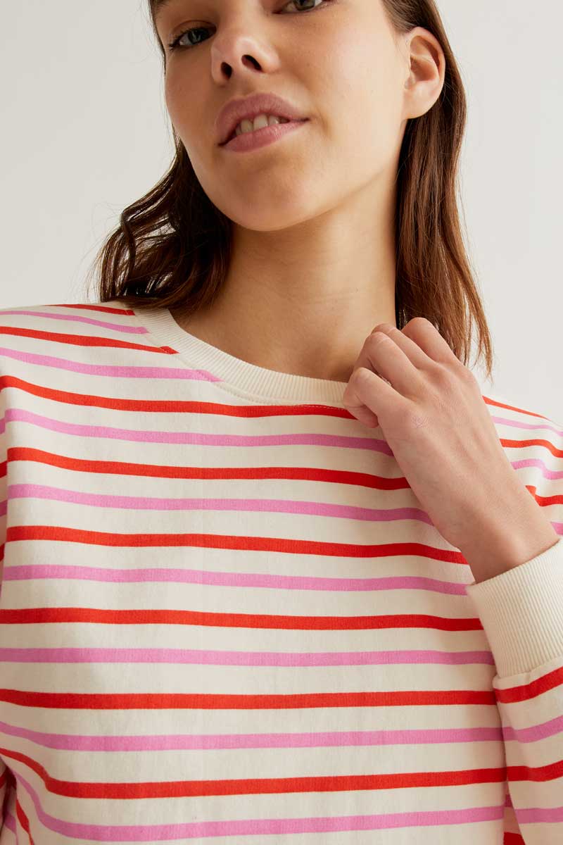 CF Sweatshirt with Pink and Red Stripes